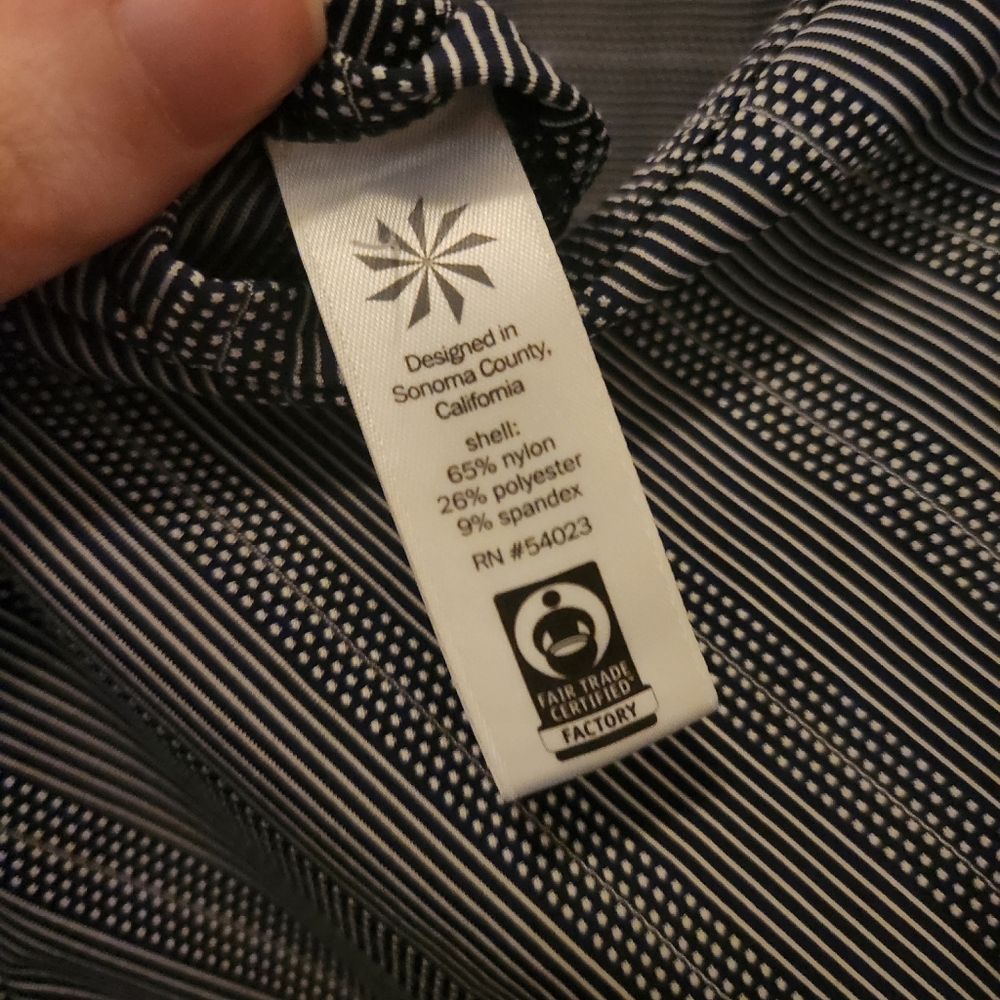 Athleta Navy Blue Max Out Side Tie Knot Stripe Athletic Tank Top Medium - Picture 6 of 7